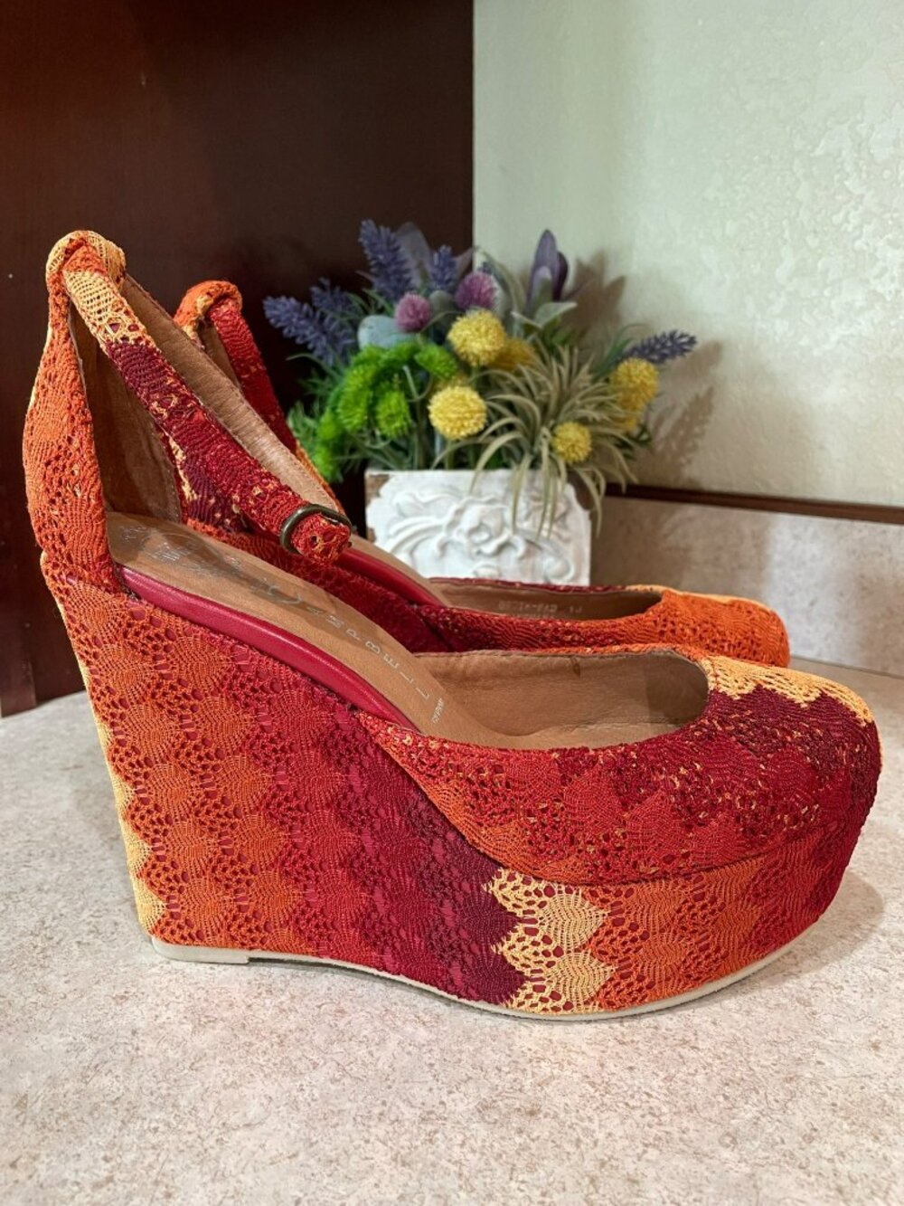 Jeffrey Campbell Ibiza Lace Platform Wedge Heels Size 10 Boho Festival Statement - Picture 3 of 12